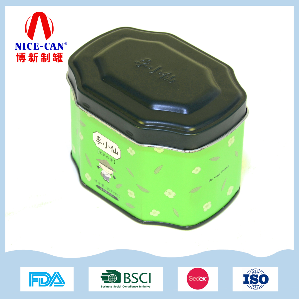 八角马口铁茶叶铁盒